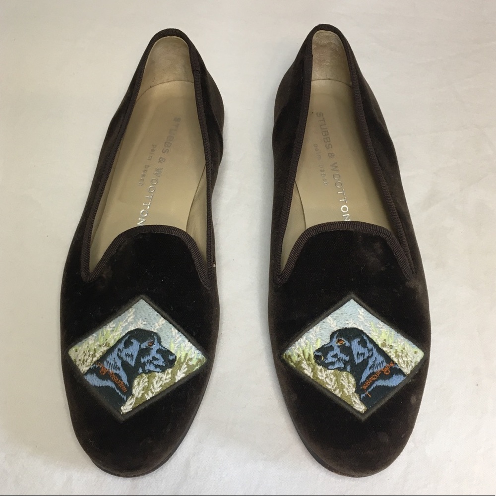 Stubbs & Wootton Velvet Labrador Dog Loafers, 7